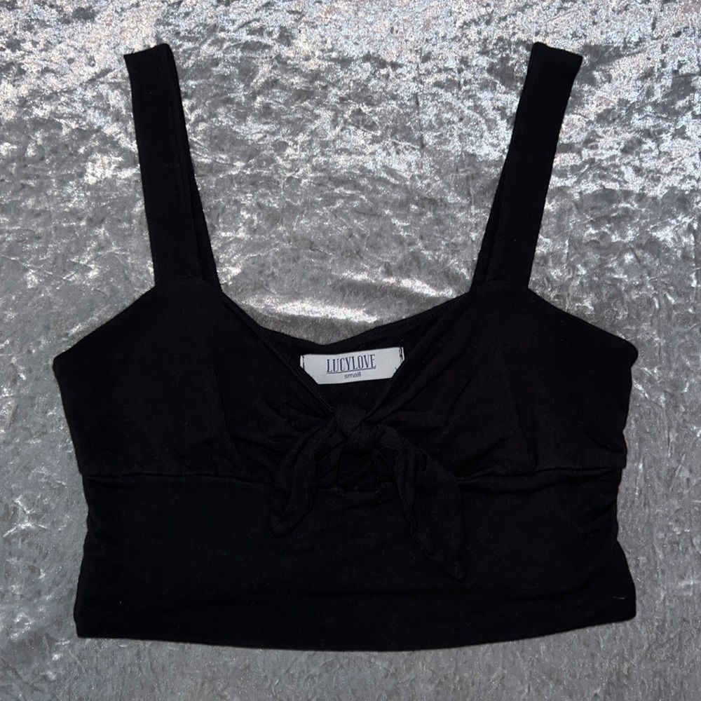 Lucy Love Black Bow Tie Tank Top Size S